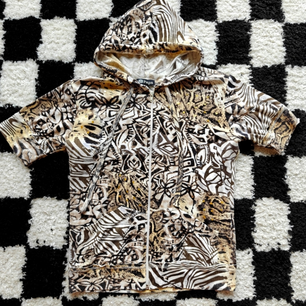 Papa Brown Short Sleeve Zipup